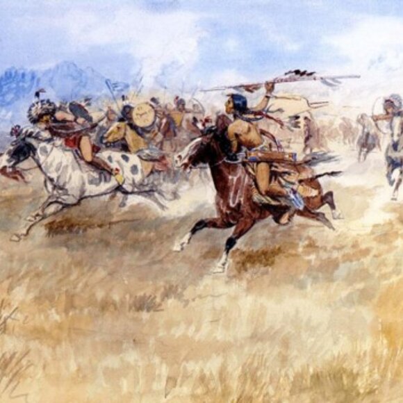 Charles M Russell Battle Between Blackfeet and Piegans 1897 - Picture 2 of 6